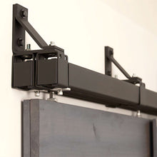 Load image into Gallery viewer, Black Box Rail 400lb Bypass installed on a blue door